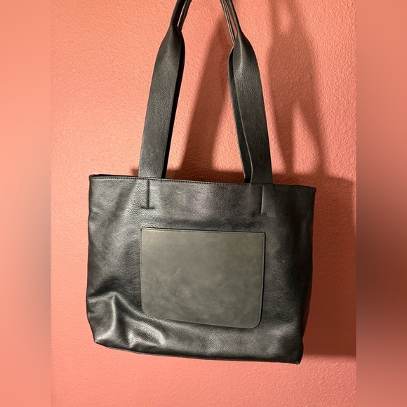 Black Faux Leather Tote Bag | Universal Thread - Picture 1 of 7